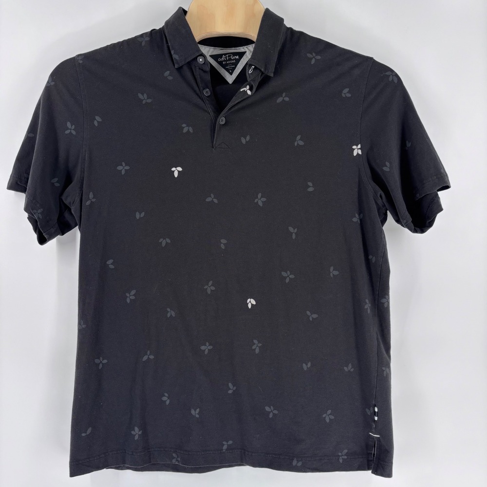 adiPure by Adidas Polo‎ Shirt Mens Large Black Floral Print Golf Athletic